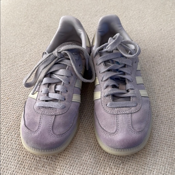 Samba- Adidas Kids Purple Suede Sneakers - Picture 2 of 10